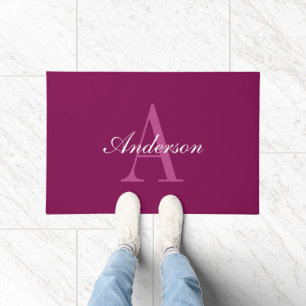 Elegant White & Grey Monogram Doormat