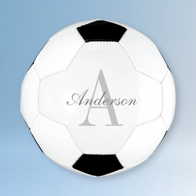 Elegant White & Grey Monogram Football (Creator Uploaded)