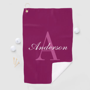Elegant White & Grey Monogram Golf Towel