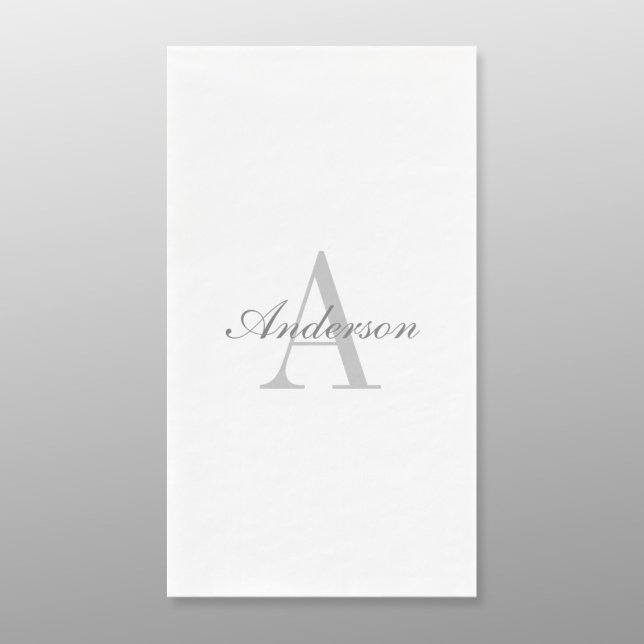 Elegant White & Grey Monogram Napkin (Creator Uploaded)