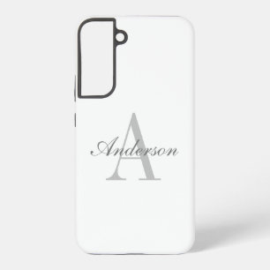 Elegant White & Grey Monogram Samsung Galaxy Case