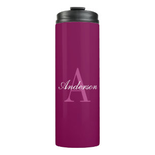 Elegant White & Grey Monogram Thermal Tumbler