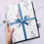 Elegant White Grey Monogram Wedding Wrapping Paper<br><div class="desc">Introducing our Elegant Modern Script Photo Monogram Wedding Suite in soft blue-grey and white. Each piece is thoughtfully designed to create a cohesive elegant look and feel. This collection includes all the wedding essentials such as Save-the-Date postcards, invitations, RSVP cards, gift wrap or favour boxes and each element of your...</div>