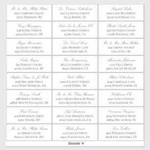 Elegant White Grey Script 24 Wedding Guest Address
