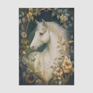 Elegant White Horse Art Nouveau Tissue Paper
