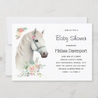 Elegant White Horse Boho Floral Baby Shower
