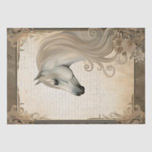 Elegant White Horse Decoupage Tissue Paper