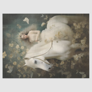 Elegant White Horse Decoupage Tissue Paper