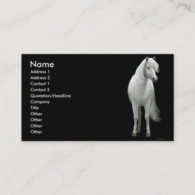 Elegant White Horse Profile Card (Front)