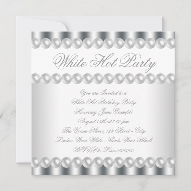 Elegant White Hot Birthday Party Invitation (Front)