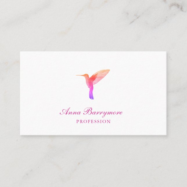 Elegant White Hummingbird Business Card (Front)