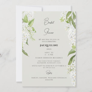 Elegant White Hydrangea Beige Bridal Shower II Invitation
