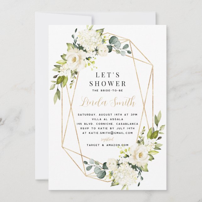 Elegant White Hydrangea Bridal Shower Invitation (Front)