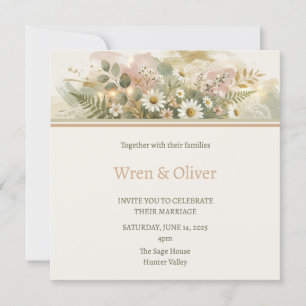Elegant White Hydrangea Floral Wedding Invitation
