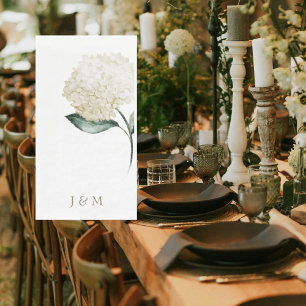  Elegant White Hydrangea Personalised Monogram  Napkin