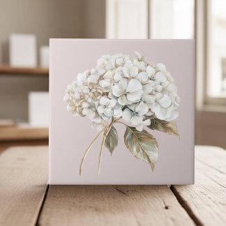 Elegant white ivory hydrangea french country tile