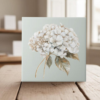 Elegant white ivory hydrangea french country tile