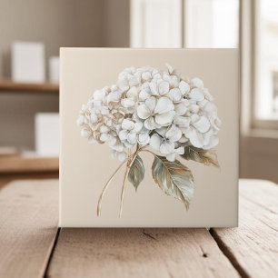 Elegant white ivory hydrangea french country tile