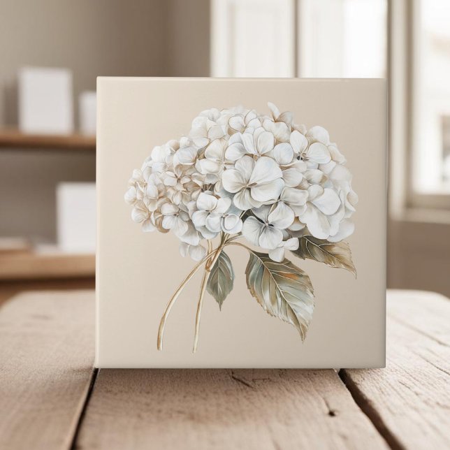 Elegant white ivory hydrangea french country tile (Creator Uploaded)