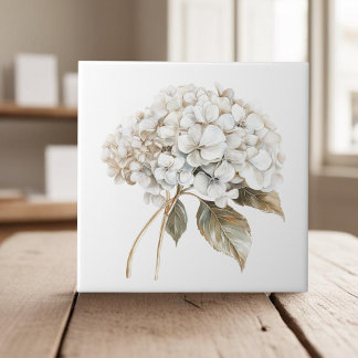 Elegant white ivory hydrangea french country tile