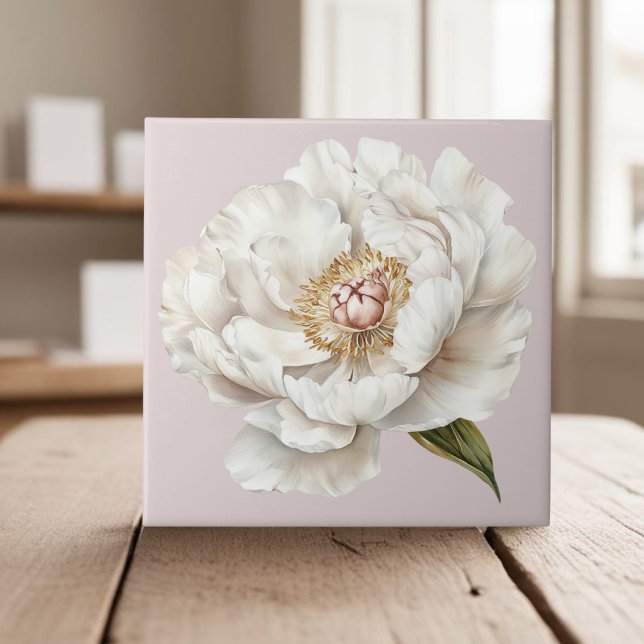 Elegant white ivory peony french country tile (Creator Uploaded)