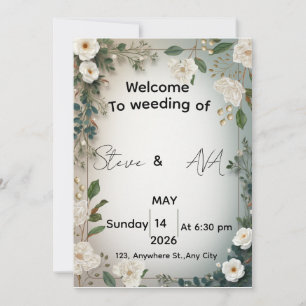 Elegant White Jasmine Floral Wedding Invitation