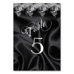 Elegant White Lace Black Satin Table Number