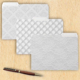 Elegant White Lace Fabric Glitter Wedding File Folder