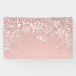 Elegant white lace floral and confetti design banner