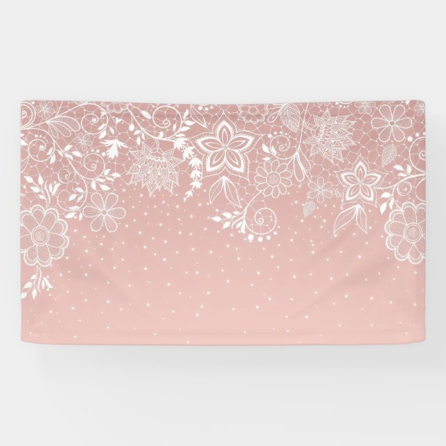Elegant white lace floral and confetti design banner (Horizontal)