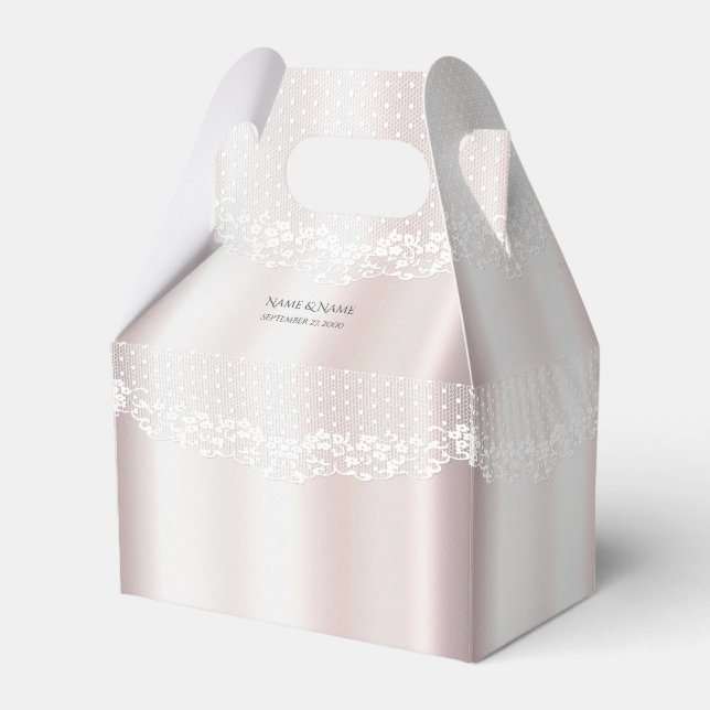 Elegant White Lace Floral Favour Box (Front Side)