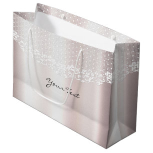 Elegant White Lace Floral Gift Bag