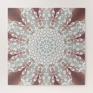 Elegant White Lace Floral Jigsaw Puzzle