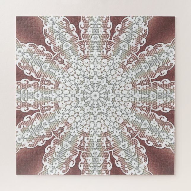 Elegant White Lace Floral Jigsaw Puzzle (Horizontal)