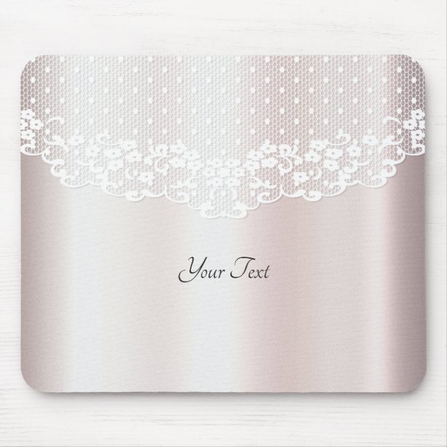Elegant White Lace Floral Mousepad (Front)