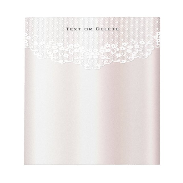 Elegant White Lace Floral Notepad (Front)