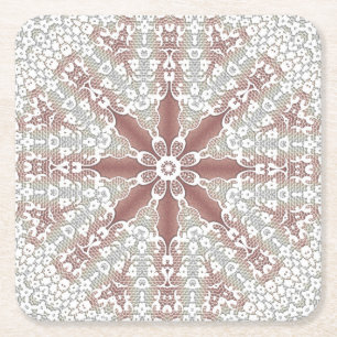 Elegant White Lace Floral Paper Coaster