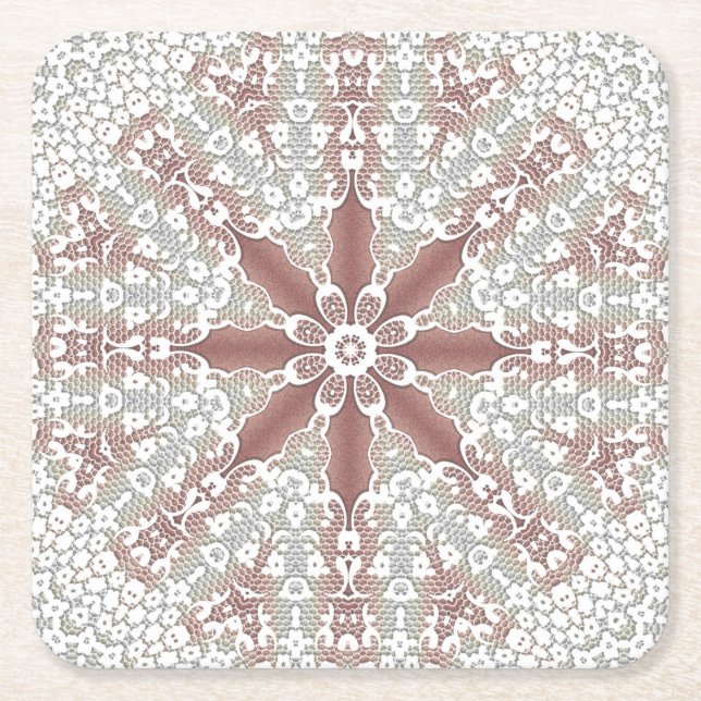 Elegant White Lace Floral Paper Coaster (Front)