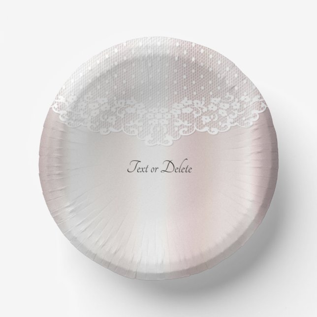 Elegant White Lace Floral Paper Plate (Front)