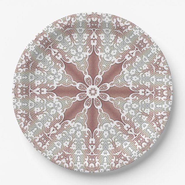 Elegant White Lace Floral Paper Plate (Front)