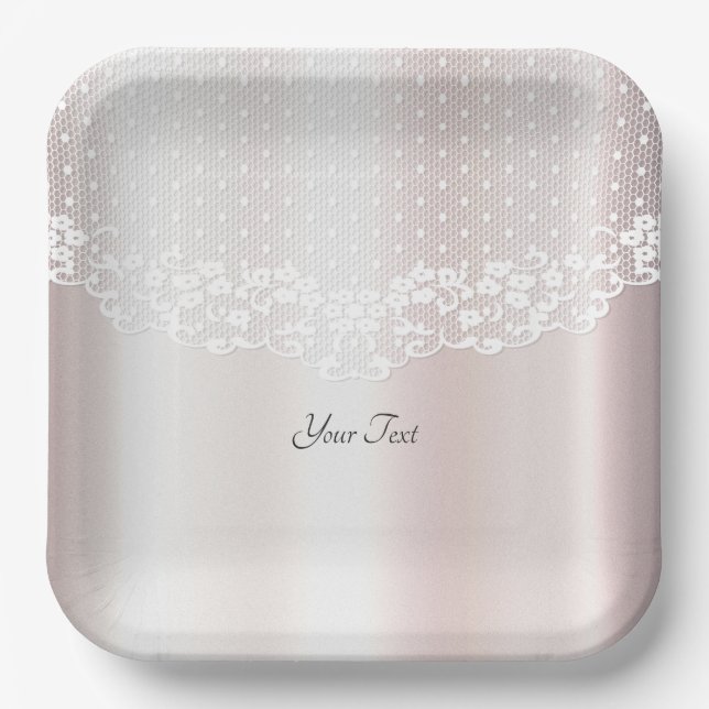 Elegant White Lace Floral Paper Plate (Front)