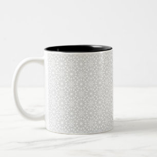 Elegant White Lace Floral Pattern Two-Tone Coffee Mug