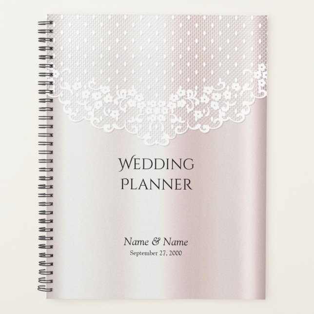 Elegant White Lace Floral Planner (Front)
