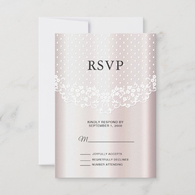 Elegant White Lace Floral RSVP Card (Front)