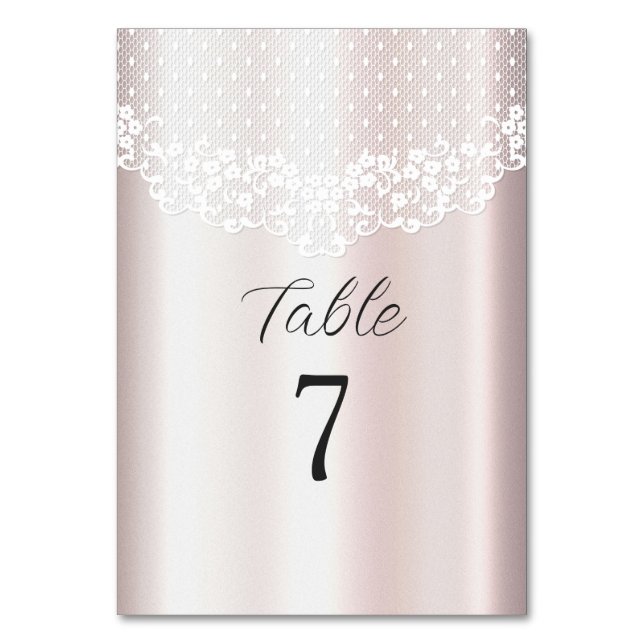Elegant White Lace Floral Table Number (Front)