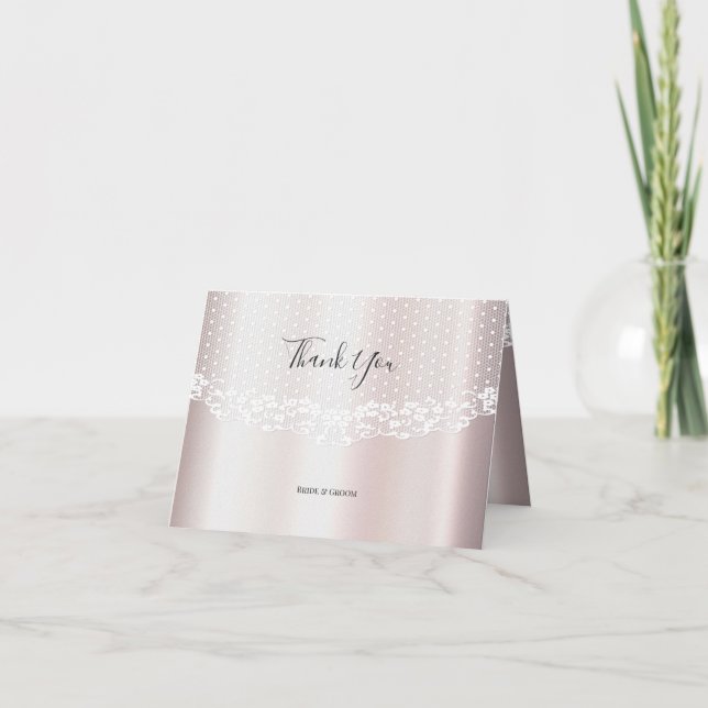 Elegant White Lace Floral Thank You Card (Front)