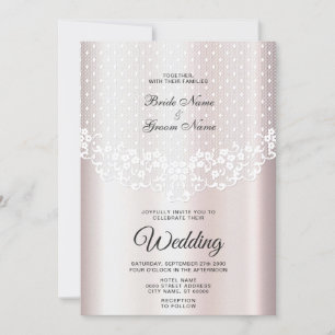 Elegant White Lace Floral Wedding Invitation