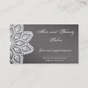 Elegant White Lace Hair & Beauty Salon Appointment Card