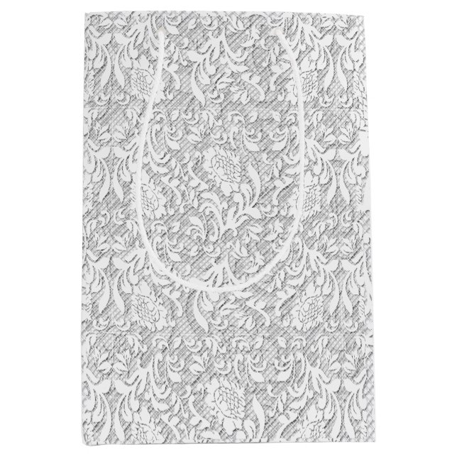 Elegant White Lace Medium Gift Bag (Front)