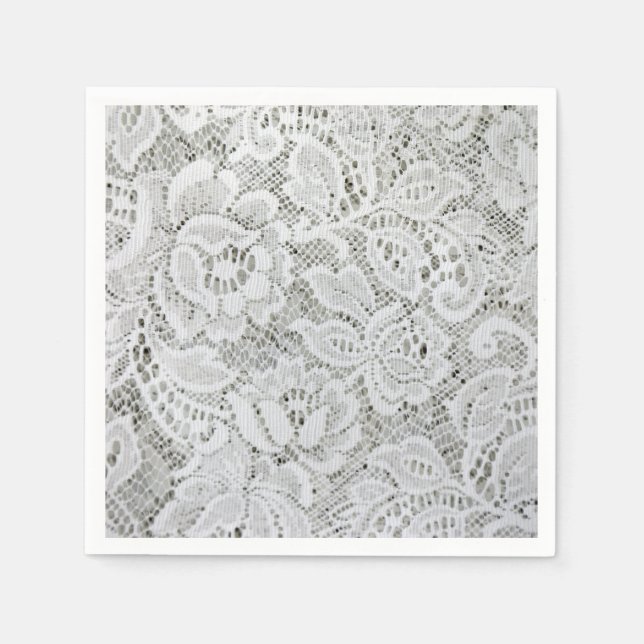 Elegant White Lace Paper Napkins (Front)